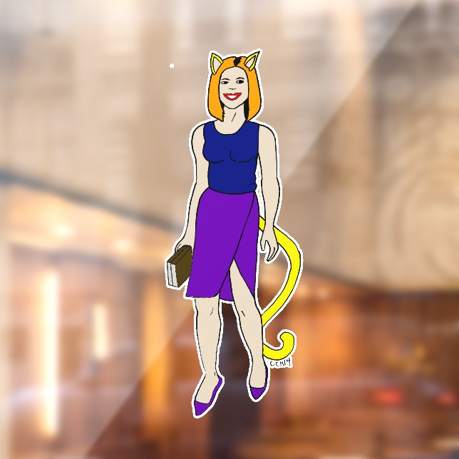 Autocollant Pour Fenêtre chatte fille (Feuille 2)