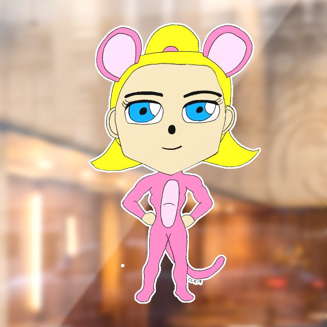 Autocollant Pour Fenêtre chatte rose (Feuille 2)