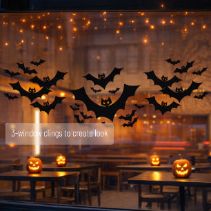 Autocollant Pour Fenêtre Chauves-souris noires Halloween effrayantes