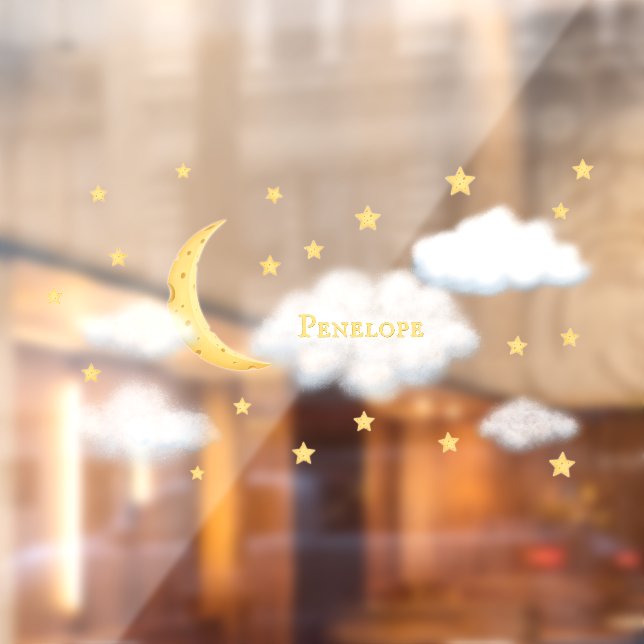 Autocollant Pour Fenêtre Cheesy Moon & Stars Personnalisé Fluffy Cloud Enfa (Feuille 2)