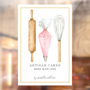 Autocollant Pour Fenêtre Chef Pâtissier Aquarelle Ustensiles de Cuisine pou