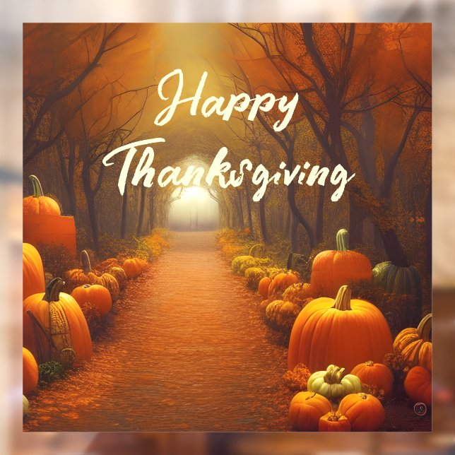 Autocollant Pour Fenêtre Chemin citrouille Belle Scène d'automne personnali (Feuille 2)