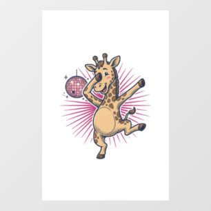 Autocollant Pour Fenêtre Chemise à gravure vintage Boule disco Girafe dansa