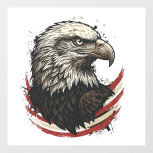 Autocollant Pour Fenêtre Chemise à motif de gravure patriotique d'aigle cha