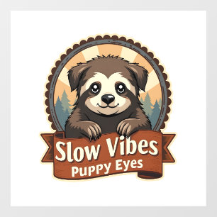 Autocollant Pour Fenêtre Chemise de chien de paresse vintage vibes lentes y