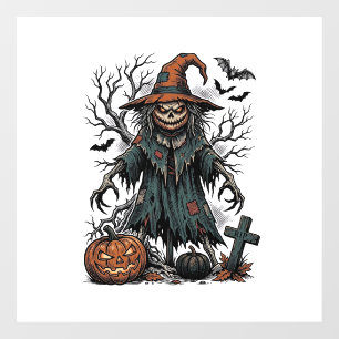 Autocollant Pour Fenêtre Chemise de citrouille d'Halloween Épouvantail sorc