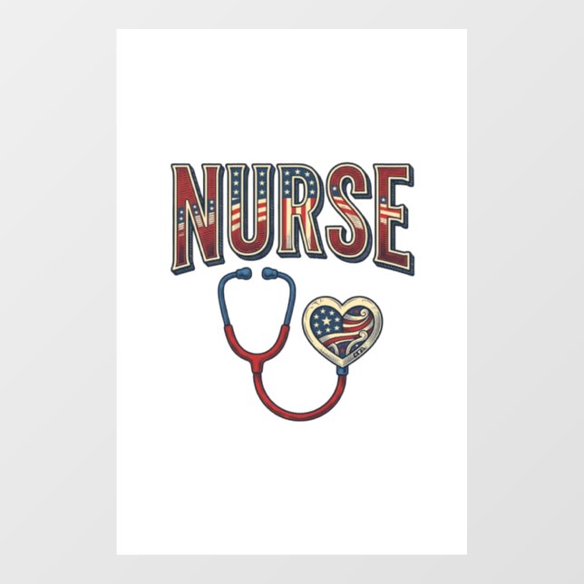 Autocollant Pour Fenêtre Chemise de conception de stéthoscope patriotique d (Feuille)