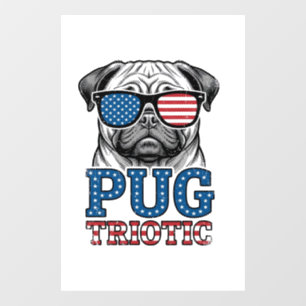 Autocollant Pour Fenêtre Chemise de design de gravure vintage Pug patriotiq