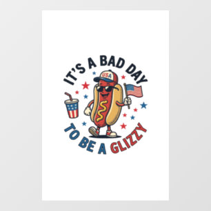 Autocollant Pour Fenêtre Chemise de gravure vintage de hot dog patriotique