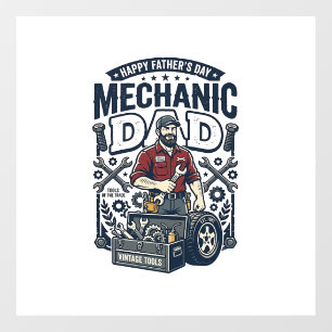 Autocollant Pour Fenêtre Chemise de Mécanicien de la Fête des Pères Papa Dr