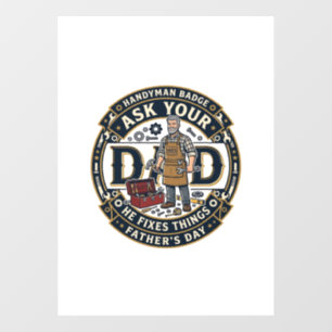 Autocollant Pour Fenêtre Chemise de réparation de papa de la fête des pères