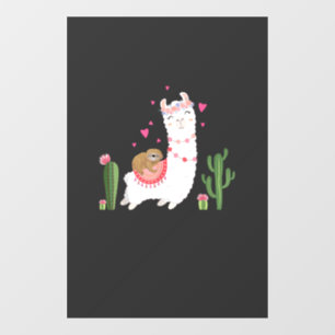 Autocollant Pour Fenêtre Chemise de sloth mignon chevauchant un lama coeur 