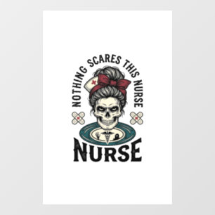 Autocollant Pour Fenêtre Chemise d'infirmière Halloween Graphique de crâne 