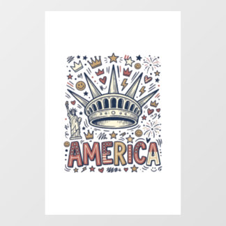 Autocollant Pour Fenêtre Chemise patriotique Vintage America Liberty Crown 