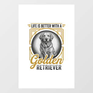 Autocollant Pour Fenêtre Chemise pour amateur de chien Retriever doré gravu