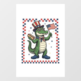 Autocollant Pour Fenêtre Chemise vintage avec drapeau de hot dog d'alligato