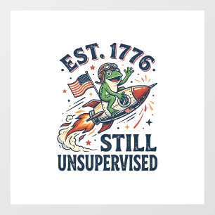 Autocollant Pour Fenêtre Chemise Vintage Frog Rocket Est 1776 Non Supervisé