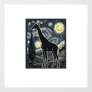 Autocollant Pour Fenêtre Chemise vintage gravure girafe nuit étoilée_1