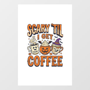 Autocollant Pour Fenêtre Chemise vintage Halloween Café Épouvantable jusqu'