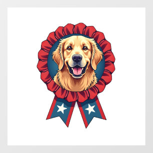 Autocollant Pour Fenêtre Chemise Vintage Patriote Golden Retriever Rosette