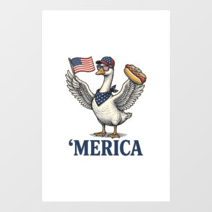 Autocollant Pour Fenêtre Chemise Vintage Patriotic Goose 'Merica Hot Dog De