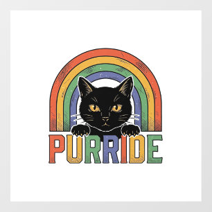 Autocollant Pour Fenêtre Chemise Vintage Purride Chat Noir Arc-en-Ciel Desi