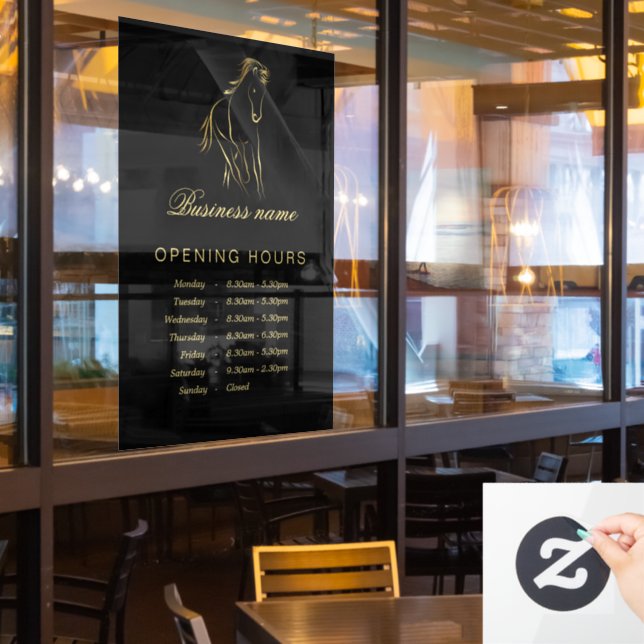 Autocollant Pour Fenêtre Cheval en or (Fenêtre du restaurant)