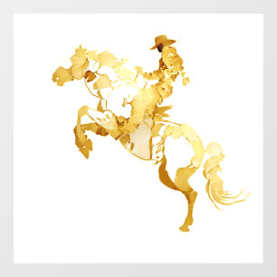 Autocollant Pour Fenêtre Cheval et Cavalier Dorés Abstraits