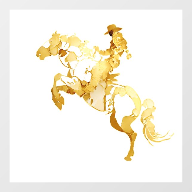 Autocollant Pour Fenêtre Cheval et Cavalier Dorés Abstraits (Feuille)