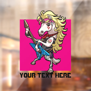 Autocollant Pour Fenêtre Cheveux métal glam Rock Unicorn Blue Guitar Carton