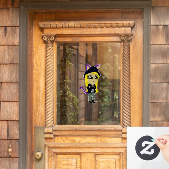 Autocollant Pour Fenêtre chibi catgirl (Porte d'accueil)