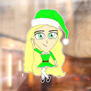 Autocollant Pour Fenêtre Chibi de Noël