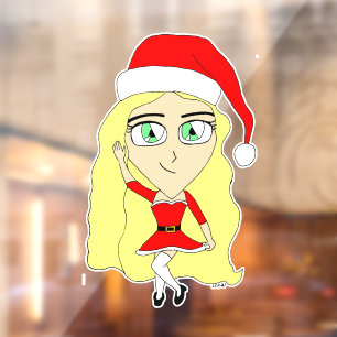 Autocollant Pour Fenêtre Chibi de Noël