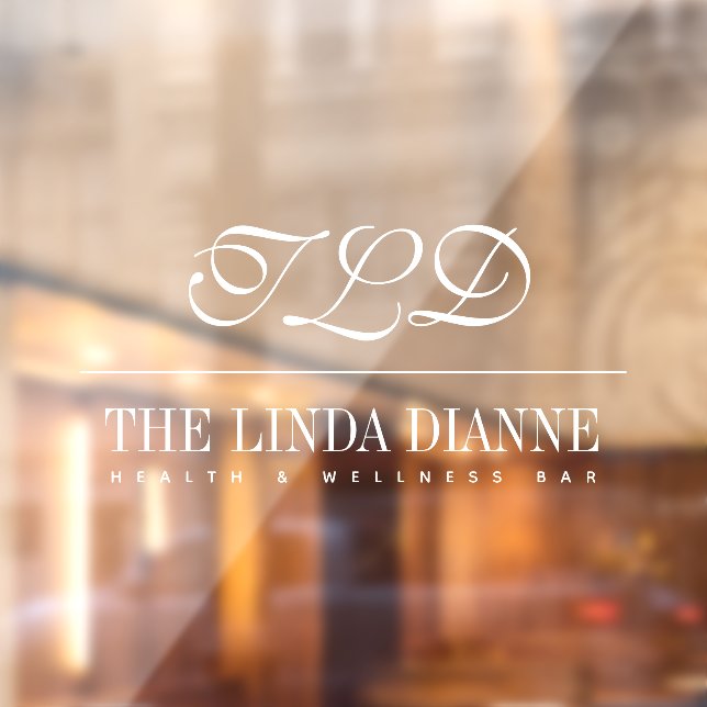 Autocollant Pour Fenêtre Chic Blanc Moderne Monogramme Nom Entreprise Signa (Feuille 2)