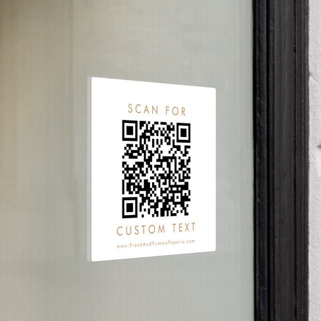 Autocollant Pour Fenêtre Chic Gold Typographie Entreprise Personnalisé QR C (Créateur téléchargé)