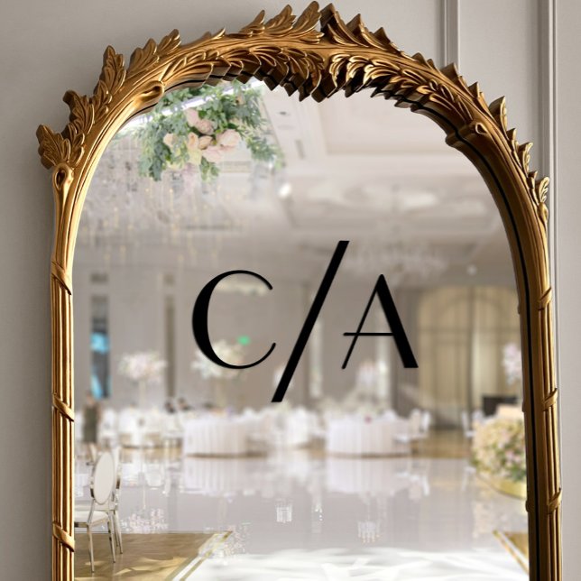 Autocollant Pour Fenêtre Chic noir Monogramme Art Déco Lettres Mariage (Chic Black Monogram Art Deco Lettering Wedding Window Cling)