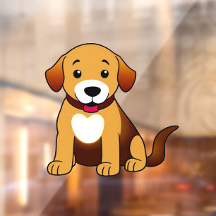 Autocollant Pour Fenêtre Chien brun, assis -