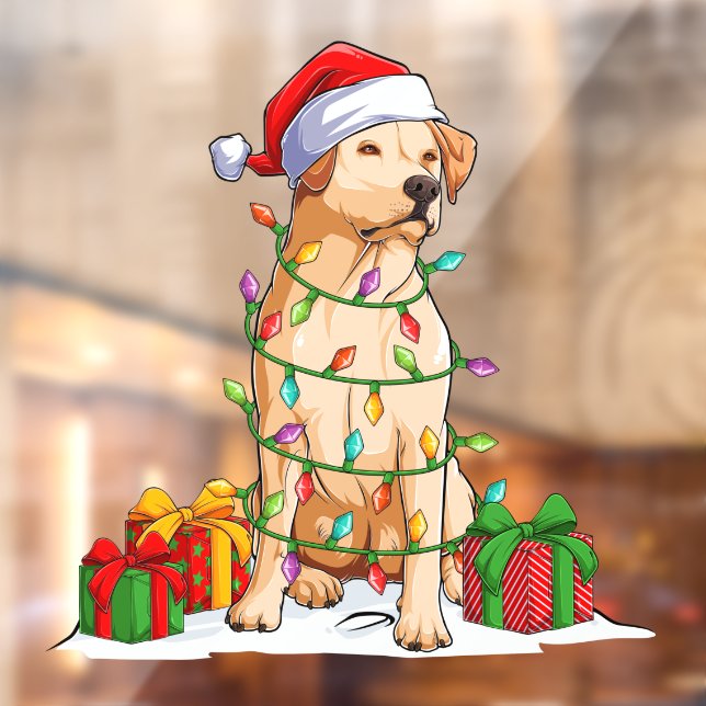 Autocollant Pour Fenêtre Chien de père Noël Labrador Retriever enveloppé à  (Feuille 2)