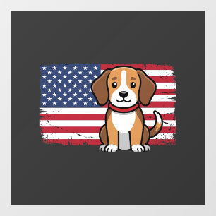 Autocollant Pour Fenêtre Chien Drapeau Américain Vectoriel Patriotique