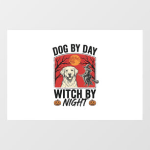 Autocollant Pour Fenêtre Chien le jour sorcière la nuit Halloween vintage c