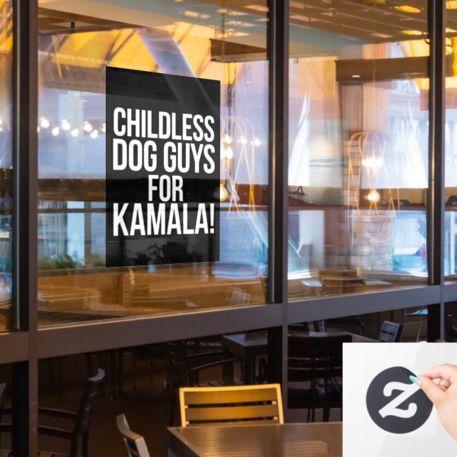 Autocollant Pour Fenêtre Chiens sans enfants pour Kamala 2024 Vote Harris (Fenêtre du restaurant)