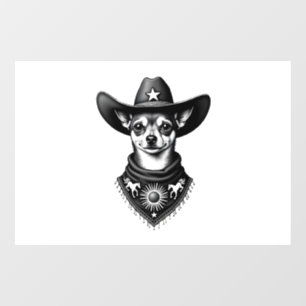 Autocollant Pour Fenêtre Chihuahua vintage style cowboy gravure western D