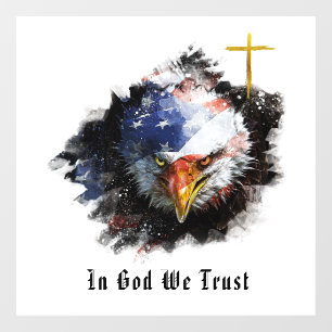 Autocollant Pour Fenêtre *~* Christian Eagle Cross Patriot USA Drapeau AP16
