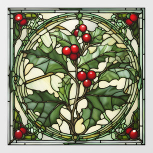 Autocollant Pour Fenêtre Christimas Vitrail : Yule Holly