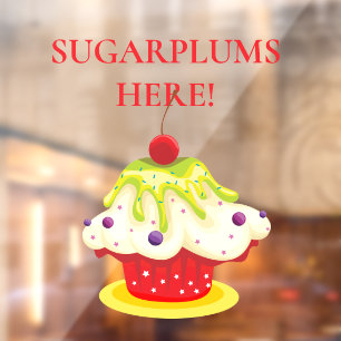Autocollant Pour Fenêtre ChRISTMAS Sugarplums Ici, Cupcake Festif