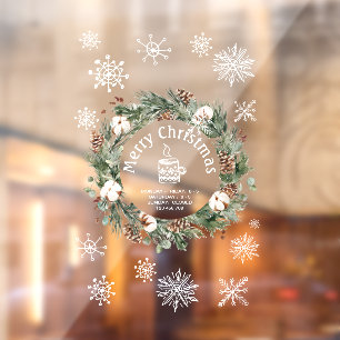 Autocollant Pour Fenêtre Christmas White Snowflake Holiday Coffee Shop 
