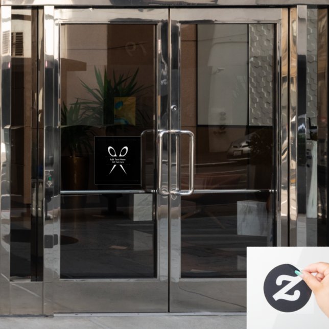 Autocollant Pour Fenêtre Ciseaux de coiffeur barbier (Porte de bureau)