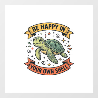 Autocollant Pour Fenêtre Citation de Tortue Heureuse Dessin de Gravure Vint