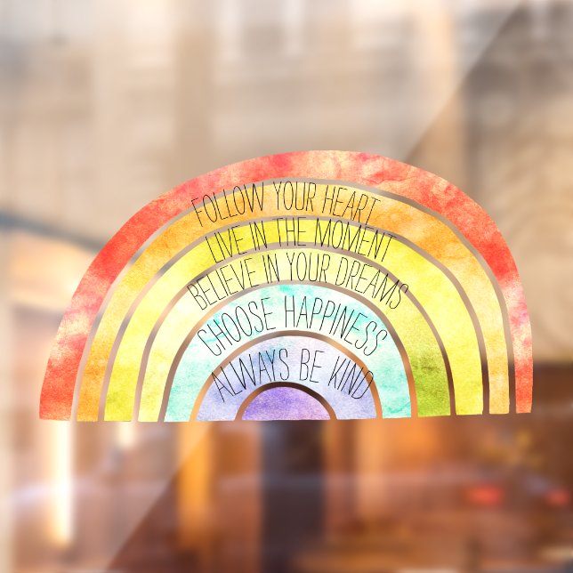 Autocollant Pour Fenêtre Citations Inspiration Arc-en-ciel  (Feuille 2)