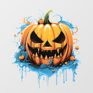 Autocollant Pour Fenêtre Citrouille de couleur de splash d'Halloween